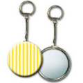 Yellow/White 2" Round Metallic Key Chain with 3D Lenticular Stripes (Blank)